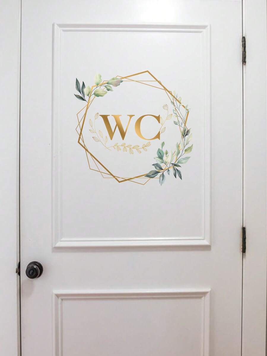 1pc Self-adhesive Wc Bathroom Sign Wall Sticker For Toilet Door Decoration - Multicolor - View 1