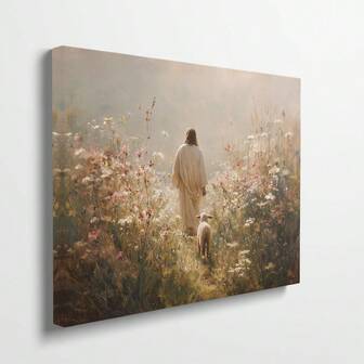 1 幅带框/无框耶稣离开 99 海报好牧人花卉基督教宗教墙艺术帆布印刷极简主义迷失的羊信仰艺术美学装饰画适用于公寓、客厅、卧室、现代家居装饰