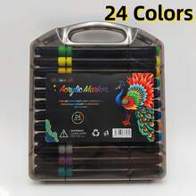 80pcs Acrylic Marker Pen, Small Black Box, Soft Tip, Non-Permeable Paper, Stackable Color Pen, Art Special Pen, Waterproof Quick-Drying Set Pen