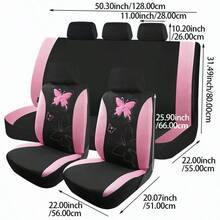 5-Seat 9pcs Set Butterfly Print Car Seat Covers, Fit For Regular 5-Seat Vehicles