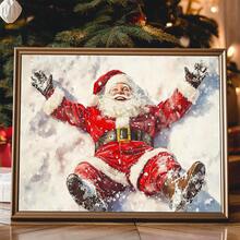 1 pièce canevas murale avec cadre/canevas, Affiche de Noël, Père Noël skiant, Décoration de chambre de Noël, Décoration de pièce, Décoration de maison, Décorations de Noël 2025, Décoration d'hiver, Décorations d'hiver pour la maison, Décoration murale de Noël - Multicolore - Voir 11