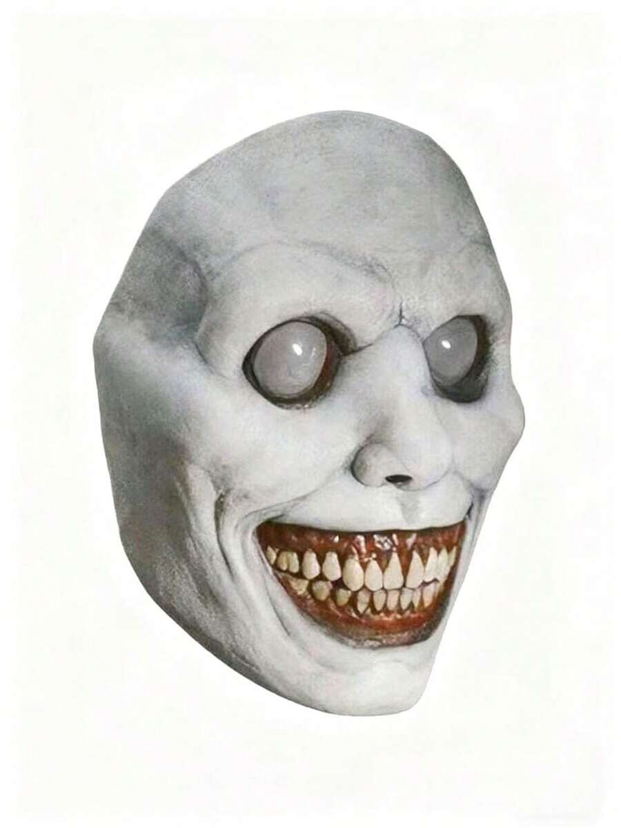 1 pièce Masque de tête de diable souriant, nouveau masque en plastique d'horreur transfrontalier pour Halloween - Multicolore - Voir 1