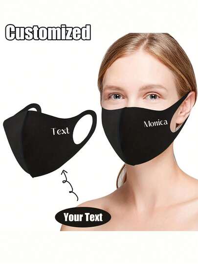 Personalized Customized Mask, Customized Letter Design, Can Customize Your Name, Exclusive Logo. Sunscreen, Breathable And Skin Friendly Reusable & Washable Breathable Dust Mask | Women's Fashionable Solid Color Windproof Sun & Ice Fiber Fabric Elastic Face Mask For Casual Outdoor Activities | Black/Pink/Grey, Minimalist Design, Durable Elastic Edge
