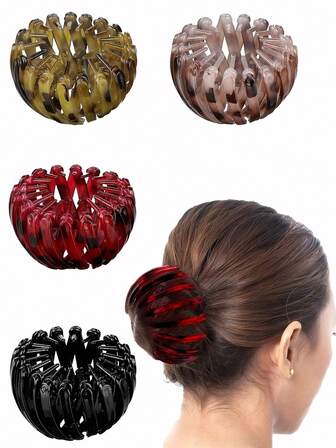 1 pieza Coletero de nido de pájaros casual para mujer - Corona voluminosa instantánea, creador de moño y coletero de nido de pájaros holgado, de plástico ABS duradero y sin enredos de cabello, perfecto para coletas altas y moños bajos para realzar el volumen de la corona, pasadores para peinado