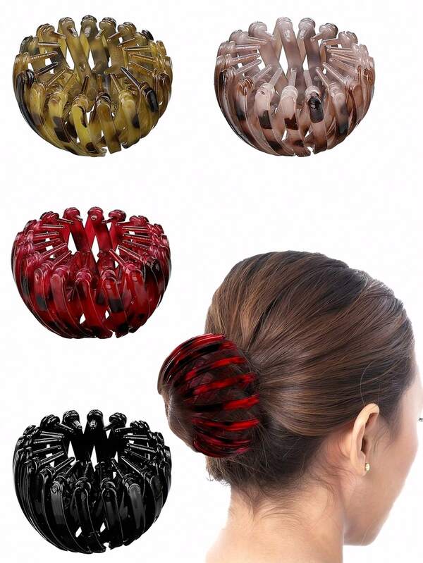 1 szt. Damska, swobodna gumka do włosów w kształcie ptasiego gniazda – natychmiastowa, puszysta gumka do włosów, do robienia koków i luźnych, wykonana z tworzywa ABS, trwała i nie zaczepiająca się o włosy, idealna do wysokich kucyków i niskich koków, aby zwiększyć objętość włosów na czubku głowy, wsuwki do stylizacji włosów