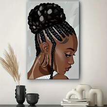 1pc African American Hair Braiding Wall Art Canvas Print - Empowering Beauty Salon Decor For Living Room, Bedroom, Or Beauty Studio - Modern Aesthetic Home Artwork - 彩色 - 查看 3