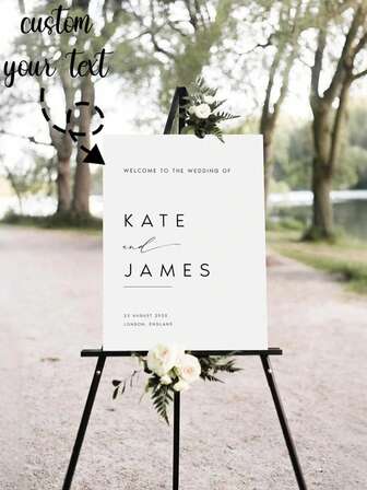 1pc Customized Wedding Welcome Sign, Personalized Wedding Reception Greeting Board, Customizable Text, Poster Or Chalkboard Options, Beautiful Wedding Decor, Unique Gift For Bride, Groom, Friends, Family, Suitable For Weddings, Anniversaries, Birthday Parties