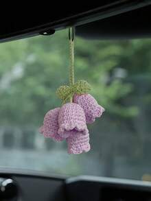 1pc Handmade Crocheted Pink Lily-Of-The-Valley Car Rearview Mirror Decoration - Multicolor - View 9