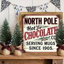 1pc Christmas Wooden Decor Hanging Ornament, Charming North Pole Hot Chocolate Wooden Sign - Christmas Country Farmhouse Wall Art For Kitchen, Bathroom, Bedroom And Office | Perfect Housewarming Or Christmas Gift, North Pole, Hot Chocolate, Vintage, Rustic Wall Art, Home Decor - Multicolor - View 4