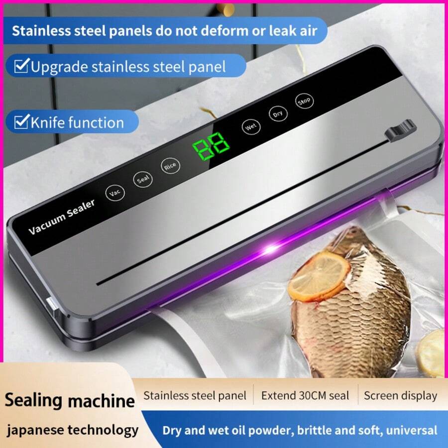 2600W Stainless Steel Sealing Machine, Plug-In Vacuum Sealer, Dry & Wet Sealing Machine, Multi-Functional Vacuum Food Sealer, Compact Vacuum Food Preserver To Keep Food Fresh, Best Gift For Birthday, Father's Day, Mother's Day, Christmas