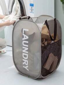 Household Foldable Dirty Clothes Basket, Clothes Storage Basket ,Dirty Clothes Basket Barrel Laundry Basket Bathroom Dirty Clothes Storage Basket New Type Laundry Basket Foldable Popup Net Basket Dirty Clothes Basket With Handlelaundry Hamper,Washing Basketbathroom Organizer,Basket,Storage Basket,Foldable Laundry Basket - Multicolor - View 4