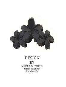 Set de 3 pinzas para el cabello con flores de Plumeria de tamaño mediano y acabado mate, suaves y versátiles para recogidos, clips de cabello, negro, café y blanco, accesorios de cabello casuales, escolares y de verano, clips de mandíbula, sujetadores de cabello, accesorios de cabello para mujer para vacaciones, atuendos de playa - Multicolor - Ver 13