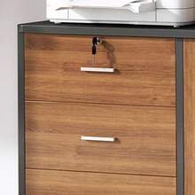 Gabinete de archivos de madera de 3 cajones Gabinete de archivos móvil con cerradura para la oficina en el hogar - Marrón - Ver 6