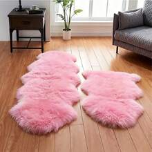 Alfombra de área de piel de oveja sintética - Diseño minimalista moderno para sala de estar, dormitorio y decoración del hogar - Respaldo suave, lavable a máquina - Regalo perfecto de invierno, alfombras de felpa, alfombras de lana, alfombras de otoño/invierno, alfombras gruesas/esponjosas