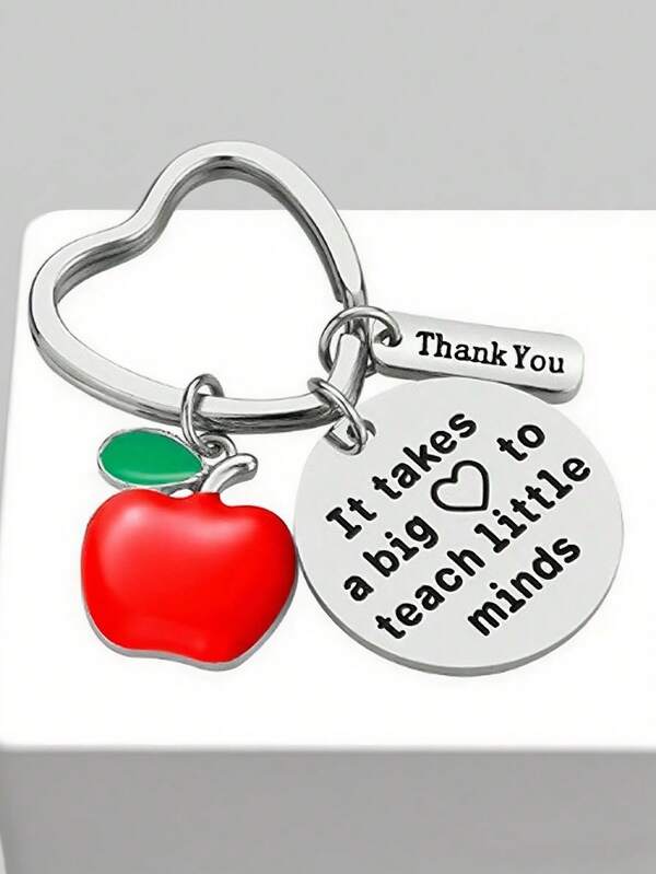 1pcEmbroidered Keychain, It Takes A Big Apple Bag Pendant, Thanksgiving Gift, Bag Pendant, Thank You For The Teacher's Apple Pendant, High-End Inspirational Keychain, Ideal Gift For Friends, Christmas Gift, Halloween Gift, Valentine's Day Gift, New Year's Gift