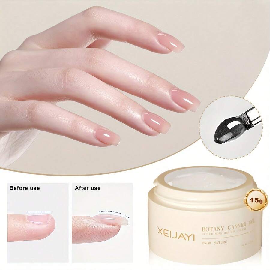 XEIJAYI 1瓶15克透明强化凝胶指甲油,用于强化、延长指甲、作为底油,可卸除UV/LED凝胶指甲油 - 無色 - 查看 1