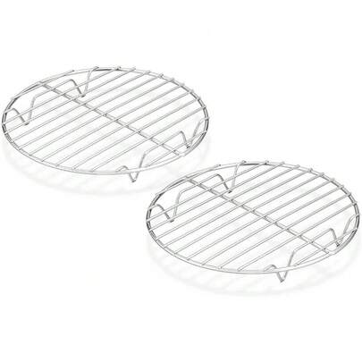 2-Pack 7.5 Inch Round Cooling Racks, Stainless Steel Baking & Steaming Rack Set - Dishwasher , Rust Resistant With Mirror Finish