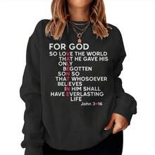 Christian For God Bible Verse Jonh 3 16 Jesus Valentine Women Sweatshirt - Seseable - màu đen - Xem 8