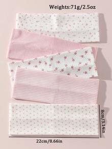 5pcs/Set Fashion Women Soft Non-Slip Headbands With Bow, Stripe, Heart, Floral Prints, Elastic Yoga Sports Hair Accessories, Versatile For Daily Wear Winter Scarf Women Bandanas Soft Headwrap Women Hair Band - Multicolor - View 6