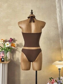 Bellisia Top de biquíni feminino com decote redondo e estampa Starfish Link Lattice para férias na praia no verão