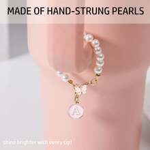 1pc Cute Butterfly Pearl Chain Letter Pendant Accessory, Cup Decor, Pearl Chain, Initial Jewelry, Adorable & Fashionable ID Decoration, Suitable For Handled Glass Cups, Keychain Bag Charms, Cup Accessories, Y2K, Suitable For Party Decor, Gifts, Outdoor