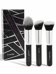 MAANGE 1 pieza/3 piezas/4 piezas Brocha de base de cabeza plana, herramientas de maquillaje con fibra suave para un fácil transporte, brocha para viaje