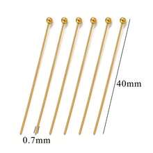 50/100件304不锈钢18k镀金头针DIY珠宝配件耳环珠眼针平头针珠宝制作材料女士不锈钢珠宝制作头针 - 彩色 - 查看 19