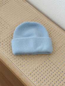 1 chiếc mũ len dệt kim màu trơn cho nữ, mũ rộng vành ấm áp, vải sợi Acrylic, mùa thu/đông - mũ dệt kim - Xem 31