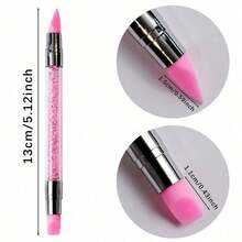 5Pcs Set Pink Dual Ended Rhinestone Nail Art Silicone Pen Sculpture Pen 3D Flower Carving DIY Manicure Brush Nail Dotting Pen,Nail Brush,Nail Art Tools,Nail Art Brushes. - 粉色 - 查看 9