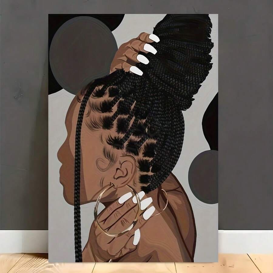 1pc African American Hair Braiding Wall Art Canvas Print - Empowering Beauty Salon Decor For Living Room, Bedroom, Or Beauty Studio - Modern Aesthetic Home Artwork - Nhiều màu - Xem 1