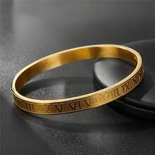 1 pièce Bracelet en acier inoxydable à chiffres romains mode pour hommes (ouvrable)