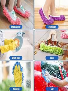 Reusable Mop Slippers, Floor Cleaning Slippers, Mop Slippers, Cleaning Cloths, Super Fiber Dust-Proof Mop Socks, Random Color Mop Socks, For Floor Cleaning, Suitable For Women, Men, Children, Home, Office, Bathroom, Kitchen, Shoe & Boot Accessories, Cleaning Tools, Mother's Day Gift, Christmas Gift, Halloween Gift, Thanksgiving Gift, Birthday Gift - Multicolor - View 5