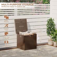 Resin Deck Box,Outdoor 28 Gallon Waterproof Storage Box,Patio Storage Bin,Lockable Resin Storage Container,Storage Bench For Patio Furniture Cushions,Garden Tools,Pool Sports Equipment - Marrón - Ver 6