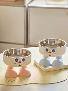 1 件装加高卡通宠物碗，防溢塑料加高食物/水碗，适用于猫狗，颜色可爱