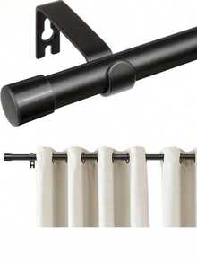 1pc Black Curtain Rod Set With Brackets, Adjustable Length, 0.63" Diameter Metal Rod, Easy Installation Supports, Modern Minimalist Decor Style, Matte Black Design, Suitable For Sheer Curtains/Shower Curtains Christmas Decor