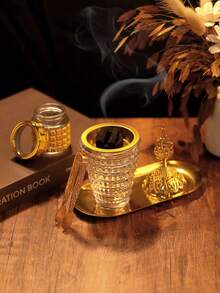 1 Peça/1 Conjunto de Queimador de Aromaterapia de Vidro Transparente Leve e Luxuoso, Queimador de Incenso de Estilo Árabe do Oriente Médio, Pode Ser Usado Como Difusor ou Queimador de Aromaterapia, Para Decoração Doméstica, Quarto, Sala de Estar (Como Peça Central), Escritório, Espaço de Yoga e Festas, Criando uma Atmosfera Elegante