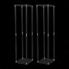 Kangten 2pcs Acrylic Flower Stand Wedding Centerpieces Metal Column White Vase Stand Party Favors Room Decor Bride 2 Pack-31.5"Clear Acrylic Flower Stand For Wedding Decoration Table Centerpiece Tall Vase Tabletop Display Rack Square Bouquet Decor Party Plastic Geometric Decorative Floral Backdrop Column Pillar A Nice Gift - 清除 - 查看 8