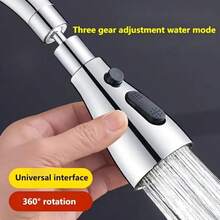 1 pieza Extensión de grifo de cocina, Accesorio de rociador de grifo de ABS y cobre con giro de 360°, con ajuste de presión de agua de 3 configuraciones, anti-salpicaduras
