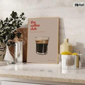 1 st canvastavla med kaffeklubb - vintage art deco modern retro tecknad stil för vardagsrum, sovrum, hemmakontor, kök, badrum, oramad