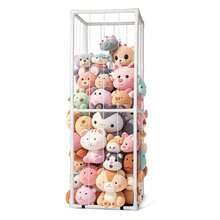 Stuffed Animal Storage Zoo Stuffed Animal Holder Space Save Vertical Stuffed Animals Storage PVC With Elastic Band And Net For Playroom Bedroom Nursery (White)
