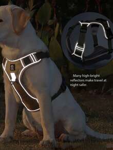 1 Set Pet Chest Harness Without Leash, Reflective Large Dog Chest Strap Harness, Walking Leash, Anti-Pulling Non-Choke Oxford Cloth - Khaki - View 2