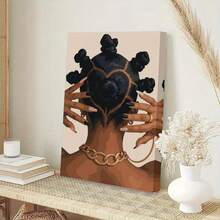 1pc African American Hair Braiding Wall Art Canvas Print - Empowering Beauty Salon Decor For Living Room, Bedroom, Or Beauty Studio - Modern Aesthetic Home Artwork - 彩色 - 查看 4