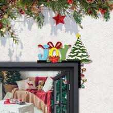 1 bucată de decor de colț pentru ușă din lemn de Crăciun, pandantiv vesel de Crăciun și brad de Crăciun, potrivit pentru decorarea colțului ușii din față a casei de Crăciun, pandantiv de decorare pentru petrecere de festival