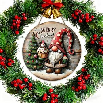 Adorno circular de Papá Noel, perfecto para decorar árboles de Navidad y decoraciones exteriores en porches de casas de vacaciones, adecuado para Navidad, Año Nuevo, Acción de Gracias, Nochebuena, decoraciones de fiesta, es el regalo perfecto para familiares y amigos