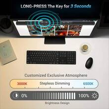 Quntis Lámpara para Monitor,Luz LED 40cm sin Reflejos, Atenuación Automática, Ajuste Continuo de Brillo,3 Temperaturas de Color (3000K-6500K), USB, 700 Lux, Ra≥98, Ideal para Hogar Oficina, Basic - Básico - Ver 3