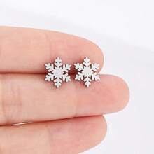 1 Paar modische Ohrstecker, Edelstahl, Schneeflocken Ohrringe, geeignet für Partys und den täglichen Gebrauch, Weihnachtsgeschenke
