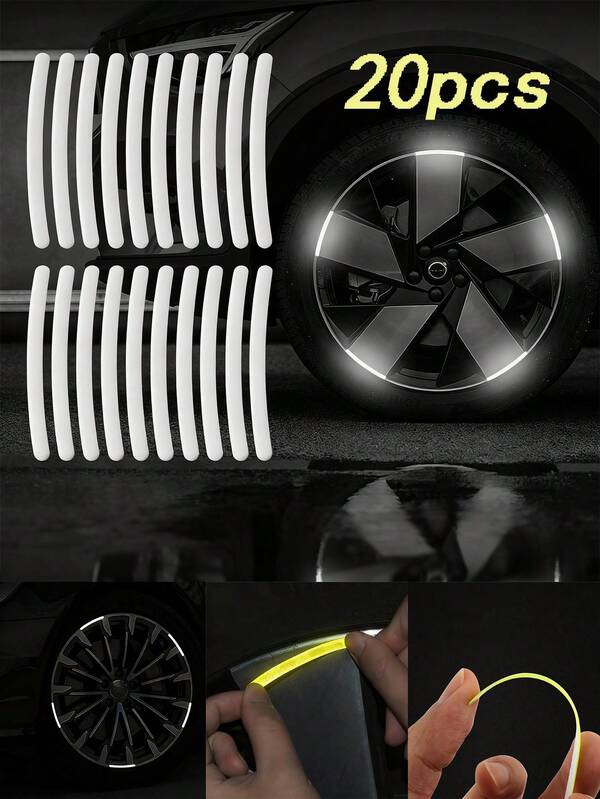 Car Wheel Epoxy Resin Reflective Sticker-Tire Anti-Collision Rubber Strip, Unique Creative Motorcycle And Electric Bicycle Decals, Vehicle Decoration Accessories, High-Grade Epoxy Resin And Reflective Materials, High Visibility At Night