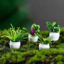 2/5/8 pièces Mini plantes en pot artificielles - Bonsaï et verdure florale factices réalistes, pots en résine, sans électricité nécessaire - Décoration multifonctionnelle pour maison de poupée, mini jardin