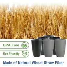 Wheat Straw Cups - 16 OZ Plastic Drinking Glasses Reusable, Large Drinking Cups, Lightweight Kitchen Cups Sets Of 6, Microwave & Dishwasher Tumbler (Multicolor) - 黑色,灰色 - 查看 3