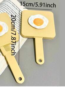 Portable Makeup Hand-Held Compact Mirror With Comb, Egg-Shaped Handle Mirror With Brush